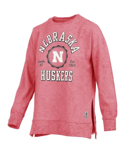 Pressbox Women's  Scarlet Nebraska Huskers Sun Washed Bishop Pullover Sweatshirt