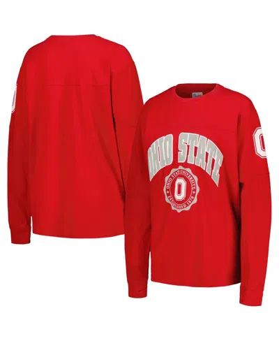Pressbox Scarlet Ohio State Buckeyes Edith Long Sleeve T-shirt