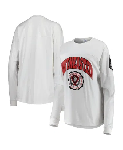 Pressbox Women's  White Northeastern Huskies Edith Long Sleeve T-shirt