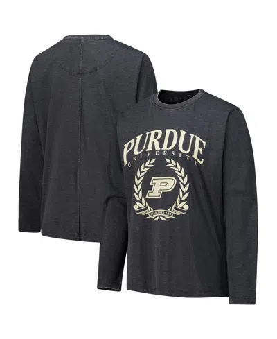 Pressbox Women's Purdue Boilermakers Chandler Vintage-washed Long-sleeve T-shirt In Black