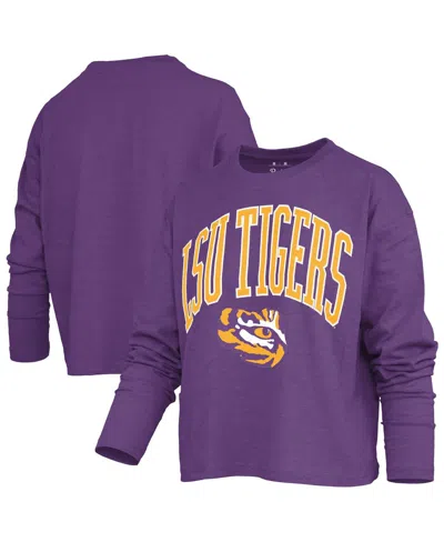 Pressbox Women's Purple Lsu Tigers Motley Boxy Waist-length Long Sleeve T-shirt