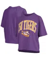 Pressbox Purple Lsu Tigers Nelson Arch Over Logo Waist Length Oversized Slub T-shirt In Purple