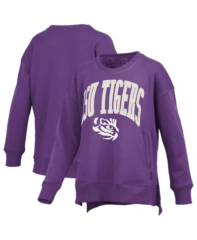 Pressbox Women's Purple Lsu Tigers Pocketed Arch Pullover Sweatshirt