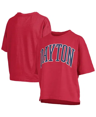 Pressbox Women's Red Dayton Flyers Oversized Nelson Arch Over Logo Slub T-shirt