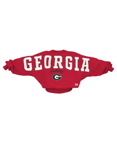 Pressbox Women's Red Georgia Bulldogs Flannigan Oversized Dolman Pullover Sweatshirt