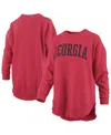 Pressbox Women's Red Georgia Bulldogs Melange Poncho Vintage Fleece Long Sleeve Pullover Sweatshirt In Red