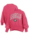 Pressbox Red Georgia Bulldogs Oversized Waist-length Crewneck Sweatshirt In Pink