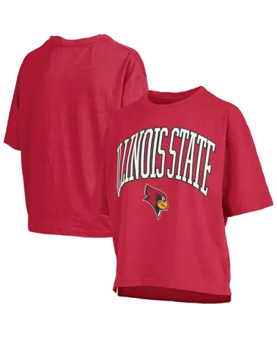Pressbox Women's Red Illinois State Redbirds Oversized Nelson Arch Over Logo Slub T-shirt