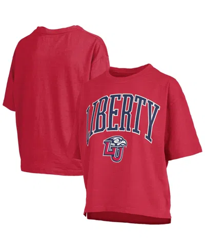 Pressbox Women's Red Liberty Flames Oversized Nelson Arch Over Logo Slub T-shirt
