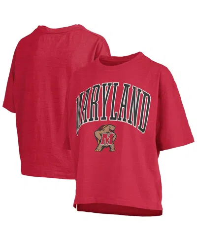 Pressbox Red Maryland Terrapins Nelson Arch Over Logo Waist Length Oversized Slub T-shirt