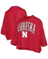 Pressbox Women's Red Nebraska Huskers Midi Arch Over Logo Oversized T-shirt In Red