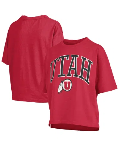 Pressbox Women's Red Utah Utes Oversized Nelson Arch Over Logo Slub T-shirt