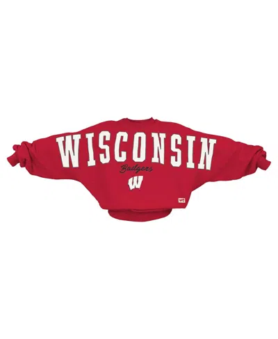 Pressbox Women's Red Wisconsin Badgers Flannigan Oversized Dolman Pullover Sweatshirt