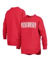 Pressbox Women's Red Wisconsin Badgers Quilted Long Sleeve Pullover Sweatshirt In Red
