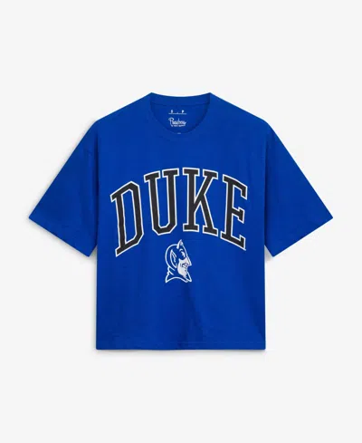 Pressbox Women's Royal Duke Blue Devils Oversized Nelson Arch Over Logo Slub T-shirt