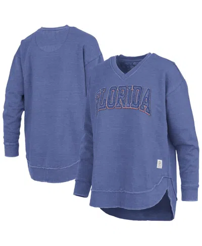 Pressbox Women's Royal Florida Gators Westin Poncho V-neck Pullover Sweatshirt In Blue