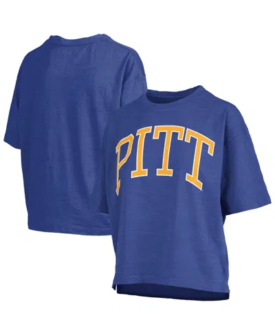 Pressbox Women's Royal Pitt Panthers Oversized Nelson Arch Over Logo Slub T-shirt