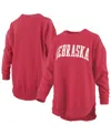 Pressbox Women's Scarlet Nebraska Huskers Melange Poncho Vintage Fleece Long Sleeve Pullover Sweatshirt