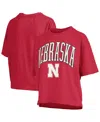 Pressbox Women's Scarlet Nebraska Huskers Nelson Arch Over Logo Waist Length Oversized Slub T-shirt In Red