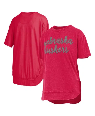 Pressbox Women's Scarlet Nebraska Huskers Poncho T-shirt In Red