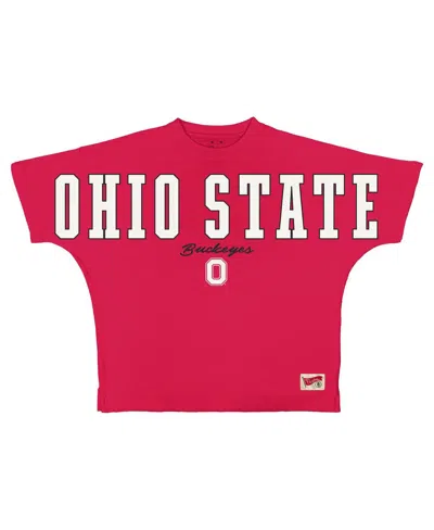 Pressbox Women's Scarlet Ohio State Buckeyes Flannigan Oversized T-shirt In Red