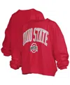 Pressbox Scarlet Ohio State Buckeyes Janise Arch Over Logo Waist Length Oversized Pullover Sweatshir In Multi