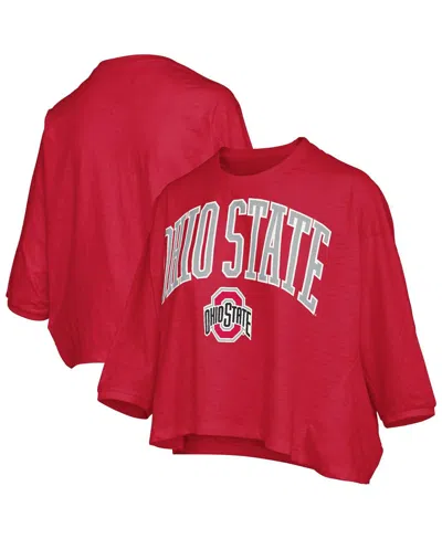 Pressbox Scarlet Ohio State Buckeyes Midi Arch Over Logo Oversized T-shirt In Red
