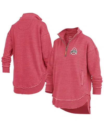 Pressbox Women's Scarlet Ohio State Buckeyes Northfork Sojourn Poncho Quarter-zip Sweatshirt In Red