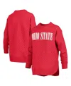 Pressbox Scarlet Ohio State Buckeyes Quilted Long Sleeve Pullover Sweatshirt In Scarlet