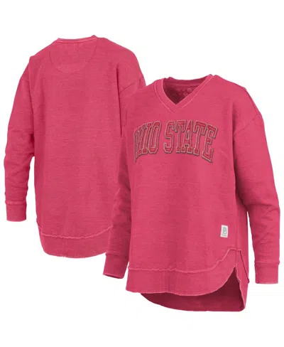 Pressbox Women's Scarlet Ohio State Buckeyes Westin Poncho V-neck Pullover Sweatshirt In Pink