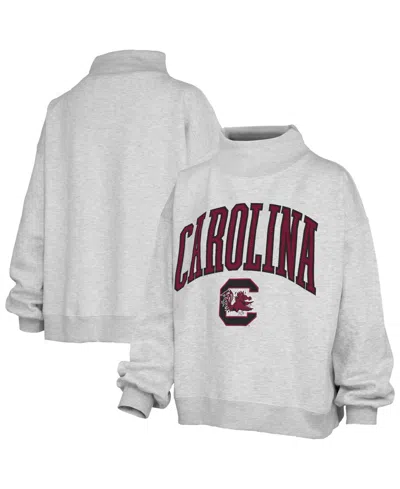Pressbox Women's South Carolina Gamecocks Nelson Texture Lingo Oversized Mock Neck Sweatshirt In Gray
