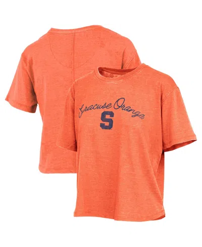 Pressbox Women's Syracuse Orange Vintage Distressed Script-over-logo T-shirt