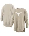 PRESSBOX WOMEN'S TAN TEXAS LONGHORNS PONCHO FLEECE PULLOVER SWEATSHIRT