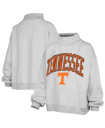 Pressbox Women's Tennessee Volunteers Nelson Texture Lingo Mock Neck Oversized Fleece Sweatshirt In Gray