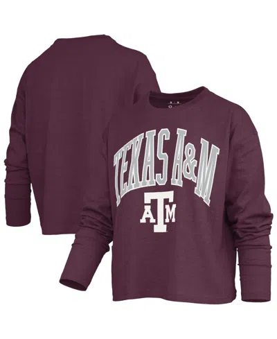 Pressbox Women's Texas A&m Aggies Motley Boxy Long-sleeve Burnout T-shirt In Maroon