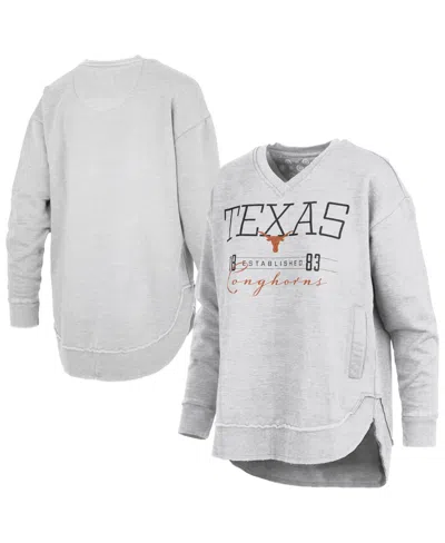 Pressbox Women's Texas Longhorns Marcus East Hall Poncho V-neck Sweatshirt In Heather Gray