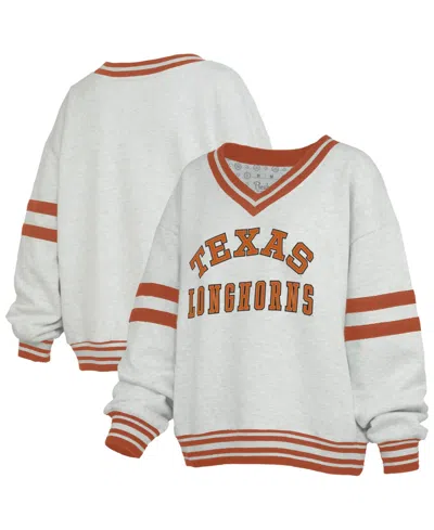 Pressbox Women's Texas Longhorns Oates V-neck Oversized-fit Tackle Twill Sweatshirt In Gray