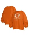 Pressbox Women's Texas Orange Texas Longhorns Big Aug Script Janice Oversized Pullover Sweatshirt In Texas Orange