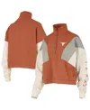 Pressbox Women's Texas Orange Texas Longhorns Ferrara Color Block Quarter-zip Sweatshirt In Brown