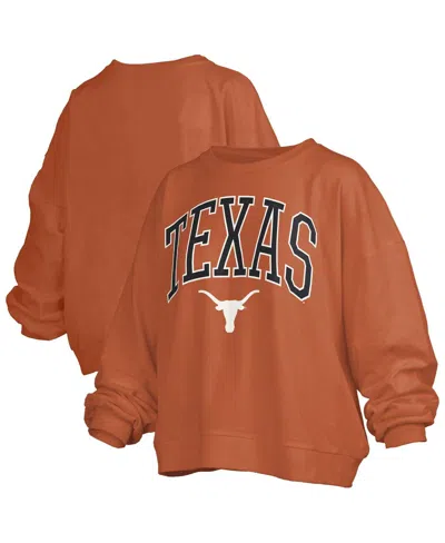 Pressbox Women's Texas Orange Texas Longhorns Janise Arch Over Logo Waist Length Oversized Pullover Sweatshir