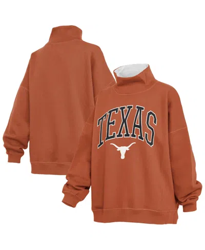 Pressbox Women's Texas Orange Texas Longhorns Oversized Mock Neck Sweatshirt In Brown