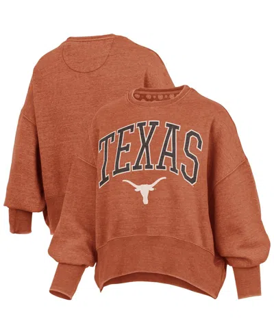 Pressbox Women's Texas Orange Texas Longhorns Oversized Waist-length Crewneck Sweatshirt