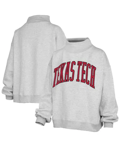 Pressbox Women's Texas Tech Red Raiders Nelson Oversized Graphic Mock Neck Sweatshirt In Gray
