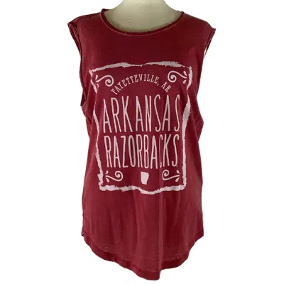 Pressbox Women's University Of Arkansas Ruffy Tank In Red