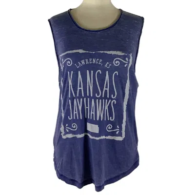 Pressbox Women's University Of Kansas Ruffy Tank In Navy In Blue