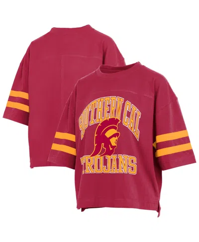 Pressbox Women's Usc Trojans Wayne Tyler Cropped Oversized Crewneck T-shirt In Cardinal