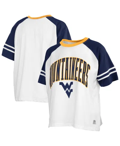 Pressbox Women's West Virginia Mountaineers Colorblock Oversized T-shirt In White