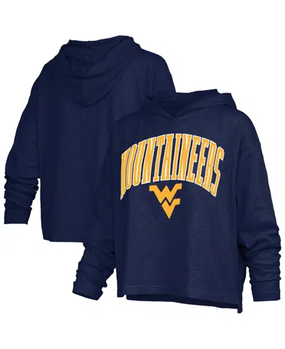 Pressbox Women's West Virginia Mountaineers Nelson Oversized Hooded Long-sleeve T-shirt In Navy