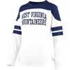 Pressbox Women's West Virginia University Half-back Top In White/navy In Multi