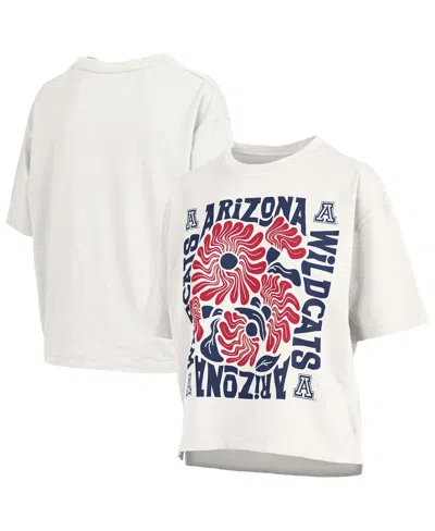 Pressbox White Arizona Wildcats Elena Oversized Slub T-shirt In Neutral